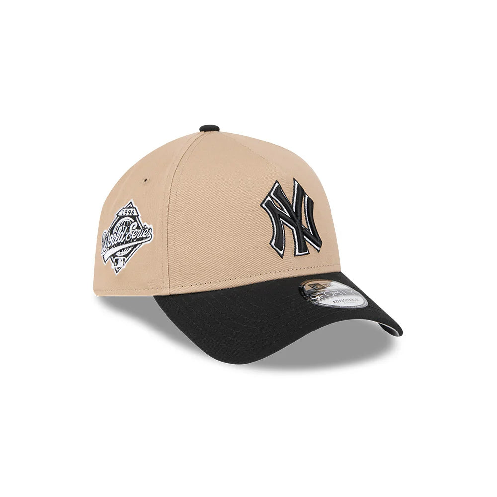 New York Yankees Hat - Camel Black 2-Tone World Series 9Forty A-Frame MLB Snapback Cap - New Era